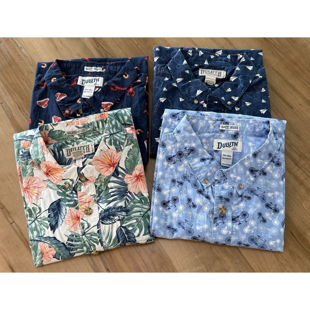 Duluth Trading Co‎ Mens 2XLT Relaxed Fit Short Sleeve Shirt Lot Of 4 Colorful